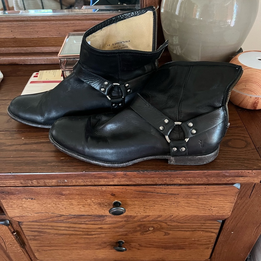 Men’s Frye boots.